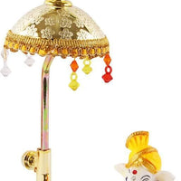 Exquisite Marble Ganesh with Umbrella Elegant Idol Decorative Showpiece - 20 cm  (Polyresin, Multicolor)