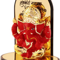 Gold Plate Ganesh Ji Idol Statue Decorative Showpiece - 3.25 cm  (Polyresin, Multicolor)