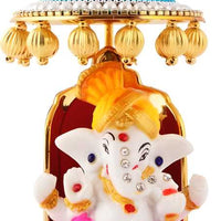 Ganesh Ji Idol Statue for Car Dashboard Showpiece - 6 cm  (Polyresin, Multicolor)