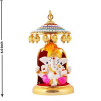 Ganesh Ji Idol Statue for Car Dashboard Showpiece - 6 cm  (Polyresin, Multicolor)