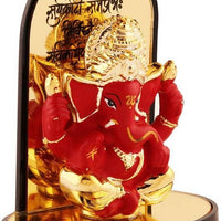 Gold Plate Ganesh Ji Idol Statue Decorative Showpiece - 3.25 cm  (Polyresin, Multicolor)
