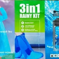 Unisex 3 in 1 Rain Coat (1 Rain Coat, 1 Mobile Cover & 1 Rain Shoe)