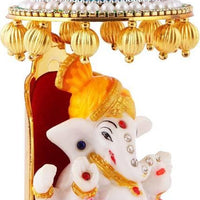 Ganesh Ji Idol Statue for Car Dashboard Showpiece - 6 cm  (Polyresin, Multicolor)