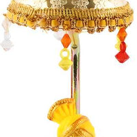 Exquisite Marble Ganesh with Umbrella Elegant Idol Decorative Showpiece - 20 cm  (Polyresin, Multicolor)